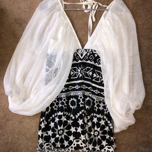 Small black and white v neck dress